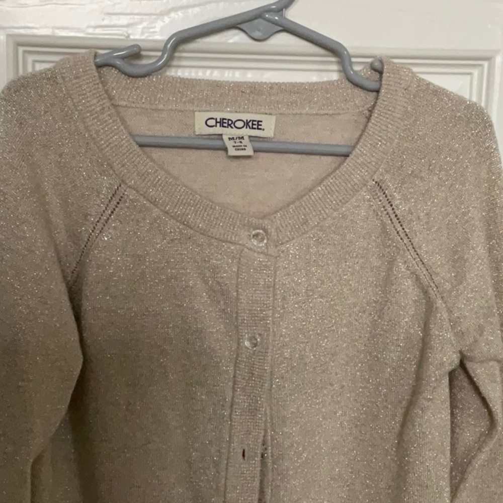 Cherokee Girls Sparkling Beige Cardigan